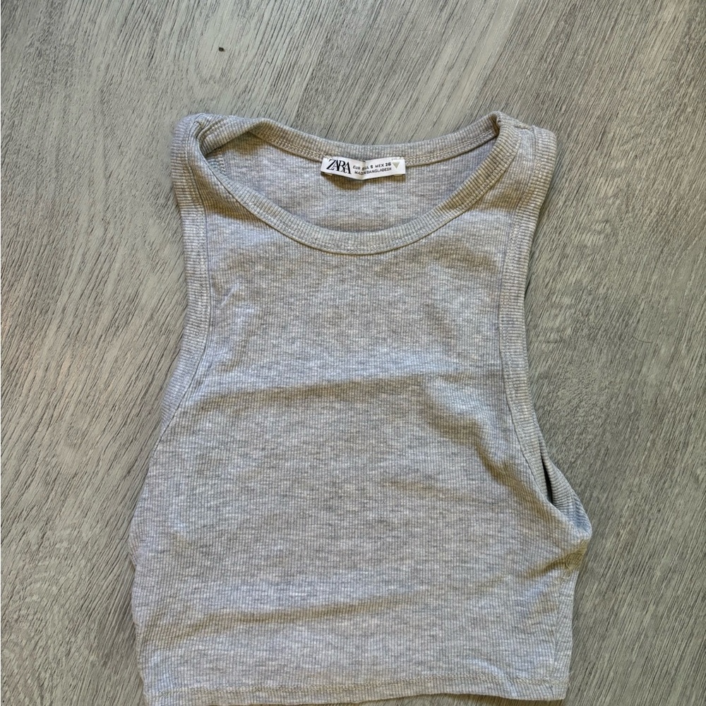 Zara Gray Sleeveless Crop Top